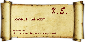 Korell Sándor névjegykártya