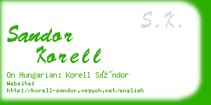sandor korell business card